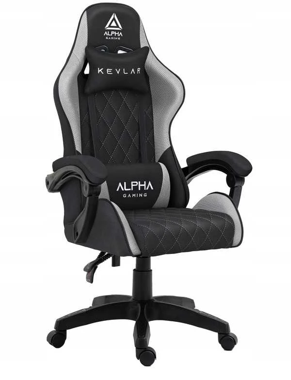 Alpha Gaming Žaidimų kėdė, biuro žaidimų kėdė, pasukama KEVLAR Pilkas