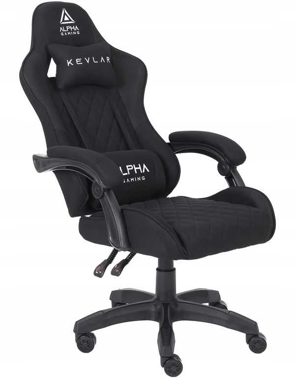 Alpha Gaming Žaidimų kėdė, pasukama biuro kėdė, juodas audinys KEVLAR Juodas