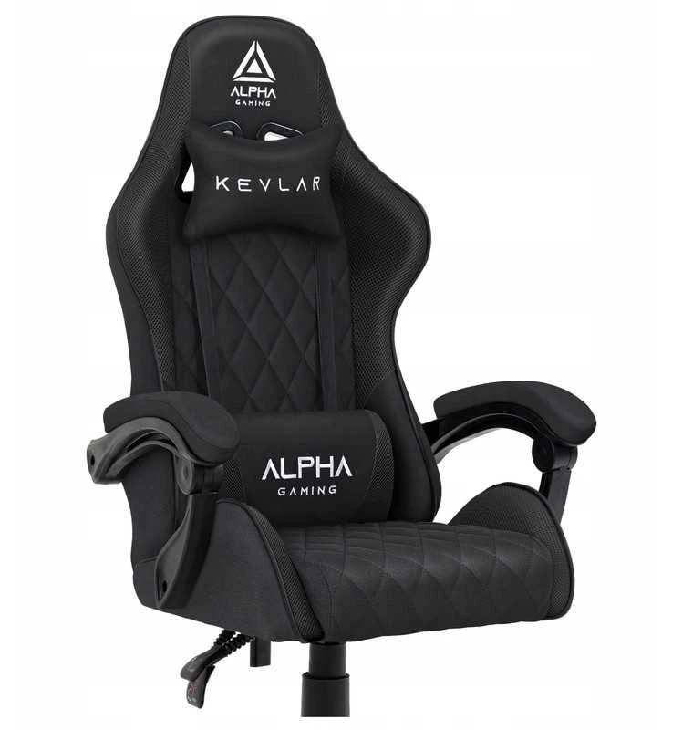 Alpha Gaming Žaidimų kėdė, pasukama biuro kėdė, juodas audinys KEVLAR Juodas