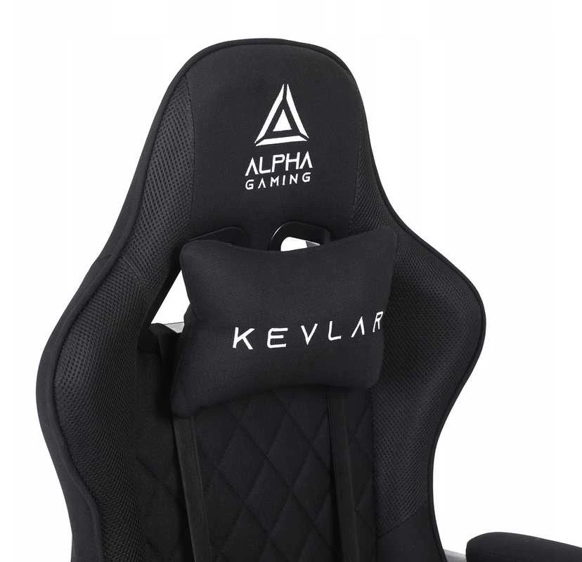 Alpha Gaming Žaidimų kėdė, pasukama biuro kėdė, juodas audinys KEVLAR Juodas