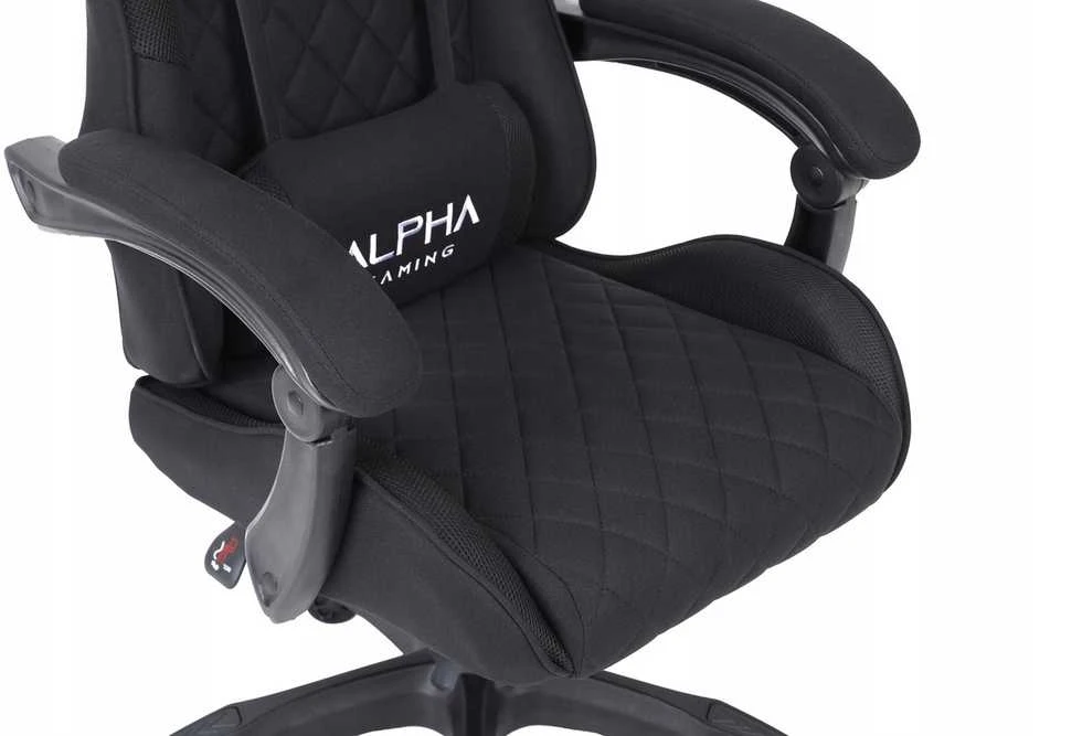 Alpha Gaming Žaidimų kėdė, pasukama biuro kėdė, juodas audinys KEVLAR Juodas