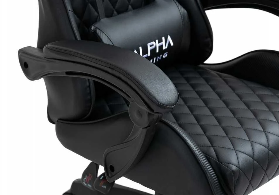 Alpha Gaming Žaidimų kėdė, pasukama biuro kėdė, juodas audinys KEVLAR Juodas