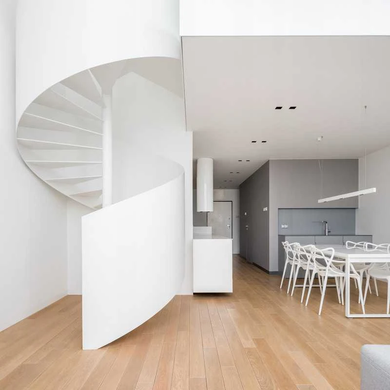 Bankietowo MODERNĖ SPLIT KITCHEN OPENWORK SODO KĖDĖ, balta, skirta virtuvei svetainei