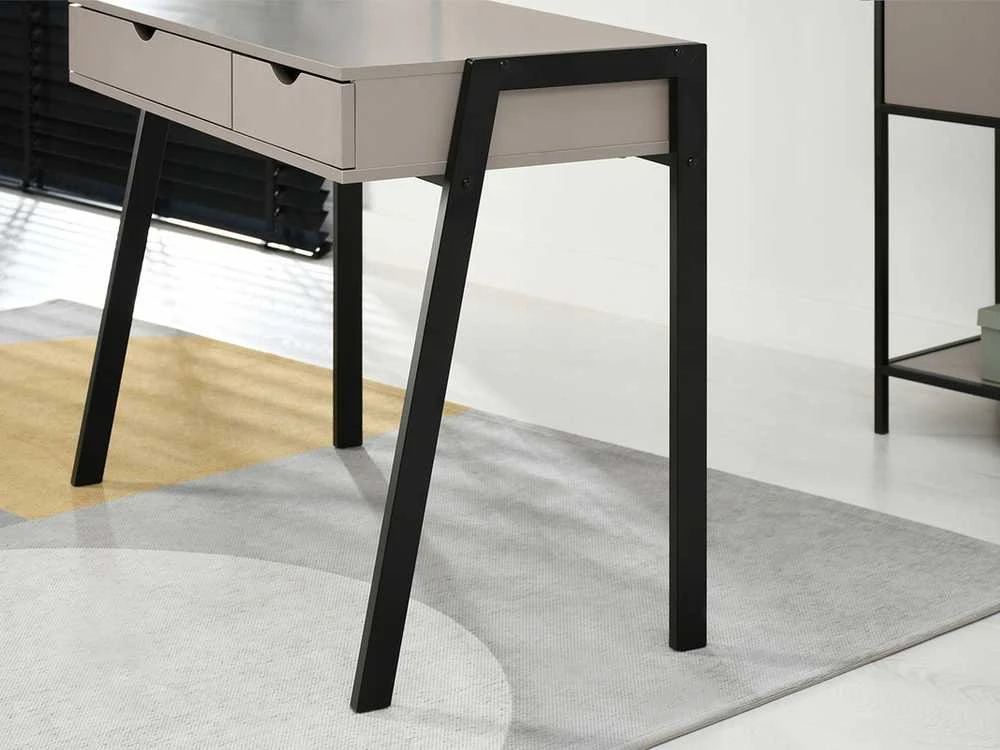 Elegantiškas rašomasis stalas su stalčiais 100 cm smėlio spalvos ir juodos spalvos LUND