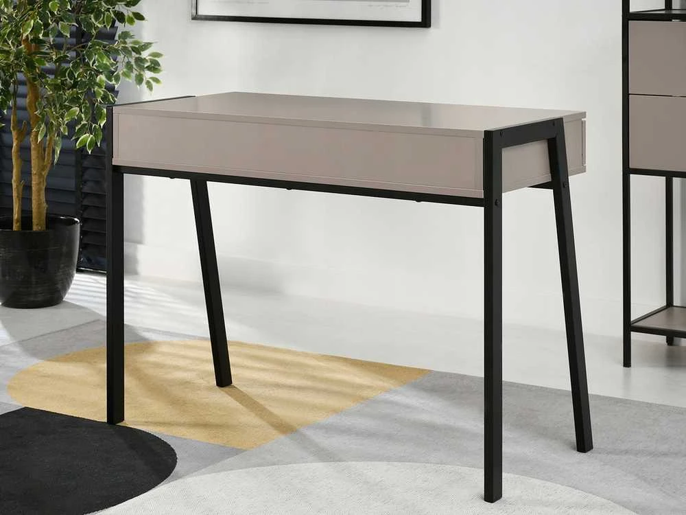 Elegantiškas rašomasis stalas su stalčiais 100 cm smėlio spalvos ir juodos spalvos LUND