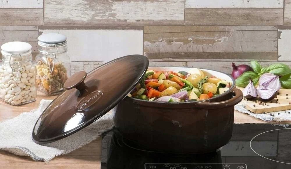 Konighoffer Emaliuotas ketaus puodas indukcinei viryklei, 4 litrai, rudas