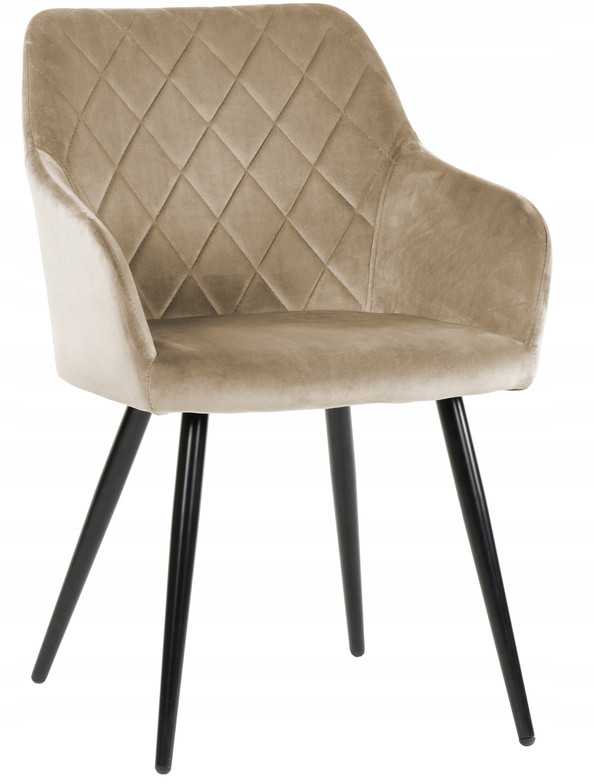 Exito Design Modernus smėlio spalvos veliūrinis krėslas Milton su juodomis metalinėmis kojomis