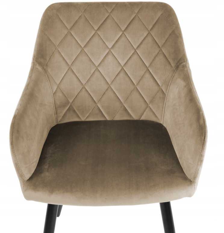 Exito Design Modernus smėlio spalvos veliūrinis krėslas Milton su juodomis metalinėmis kojomis
