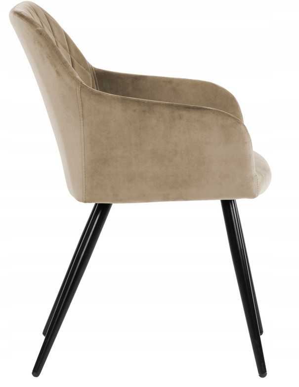 Exito Design Modernus smėlio spalvos veliūrinis krėslas Milton su juodomis metalinėmis kojomis