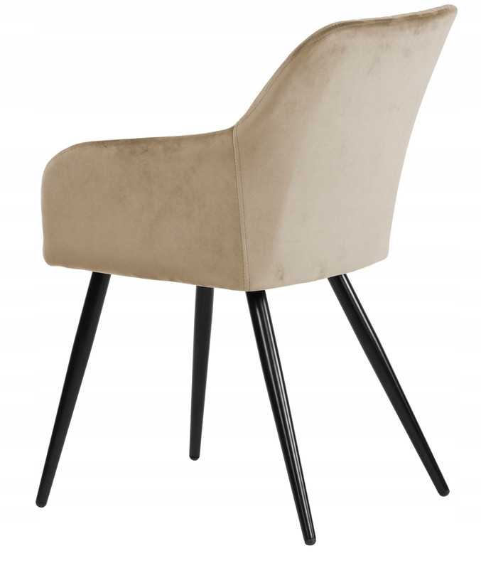 Exito Design Modernus smėlio spalvos veliūrinis krėslas Milton su juodomis metalinėmis kojomis