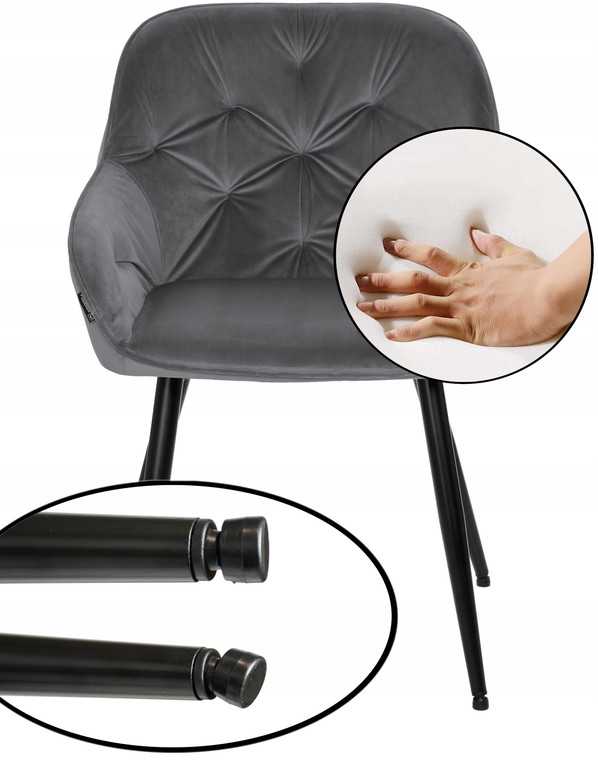 Exito Design Šiuolaikinė pilka "velvet" svetainės kėdė Loren