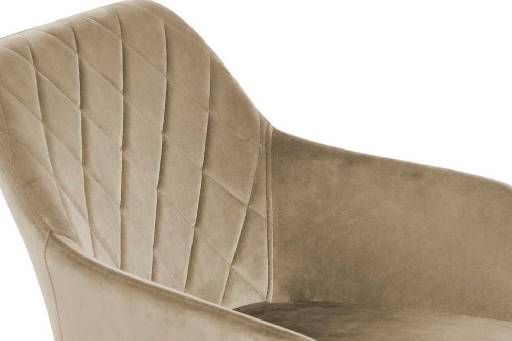 Exito Design Modernus smėlio spalvos veliūrinis krėslas Milton su juodomis metalinėmis kojomis