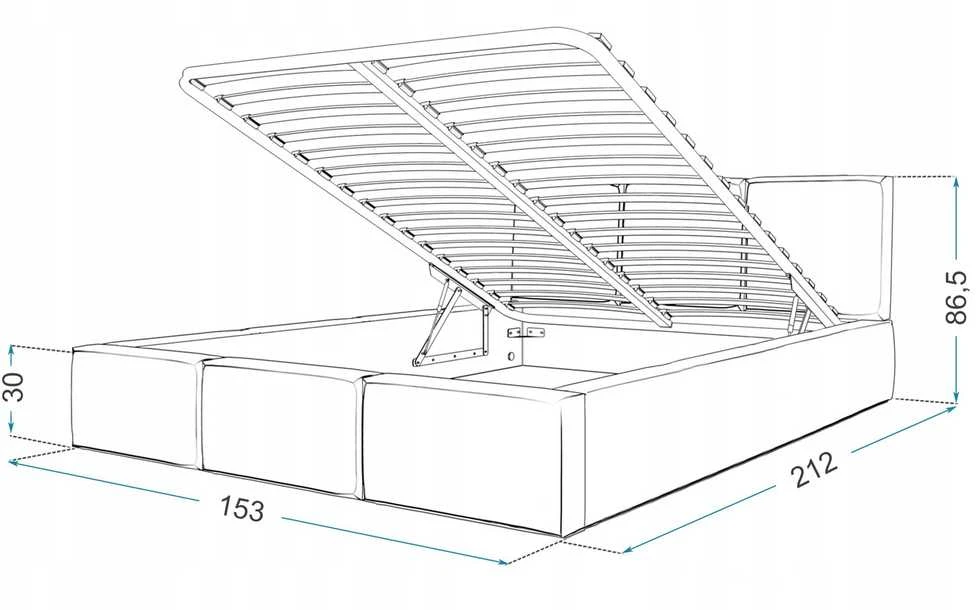 FDM Minkšta lova 140x200 su metaliniu rėmu ir AMBER čiužiniu