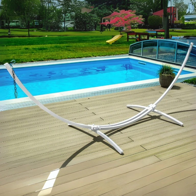 Go garden Metalinis baltas hamako stovas 300 cm – tvirtas stovas hamakui iki 220 kg