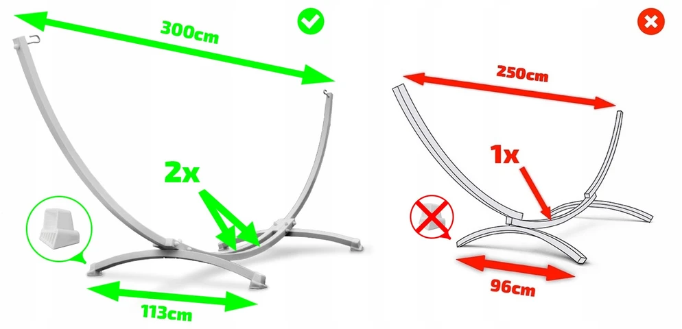 Go garden Metalinis baltas hamako stovas 300 cm – tvirtas stovas hamakui iki 220 kg
