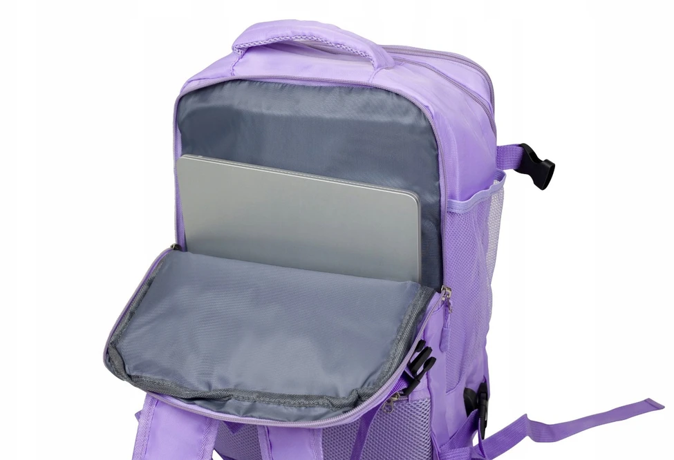 Kelioninė kuprinė lėktuvui 40x20x25 cm Consee – Ryanair, Wizz Air rankinis bagažas, violetinė