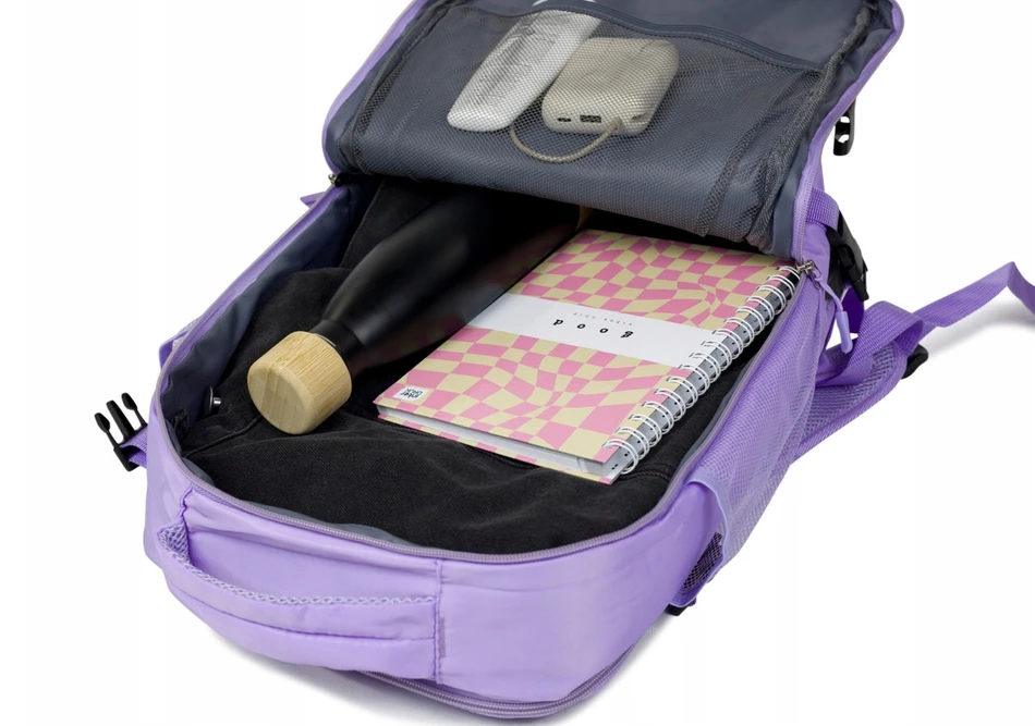 Kelioninė kuprinė lėktuvui 40x20x25 cm Consee – Ryanair, Wizz Air rankinis bagažas, violetinė