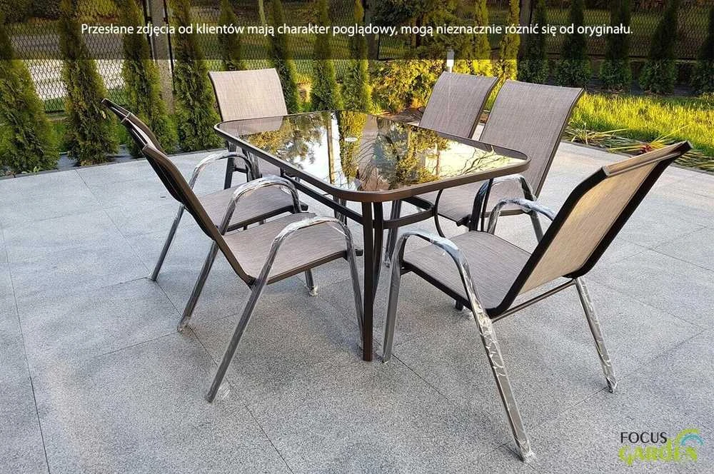 Lauko baldų komplektas 7 el. Focus Garden BOLOGNA – stalas + 6 krėslai | metaliniai lauko baldai