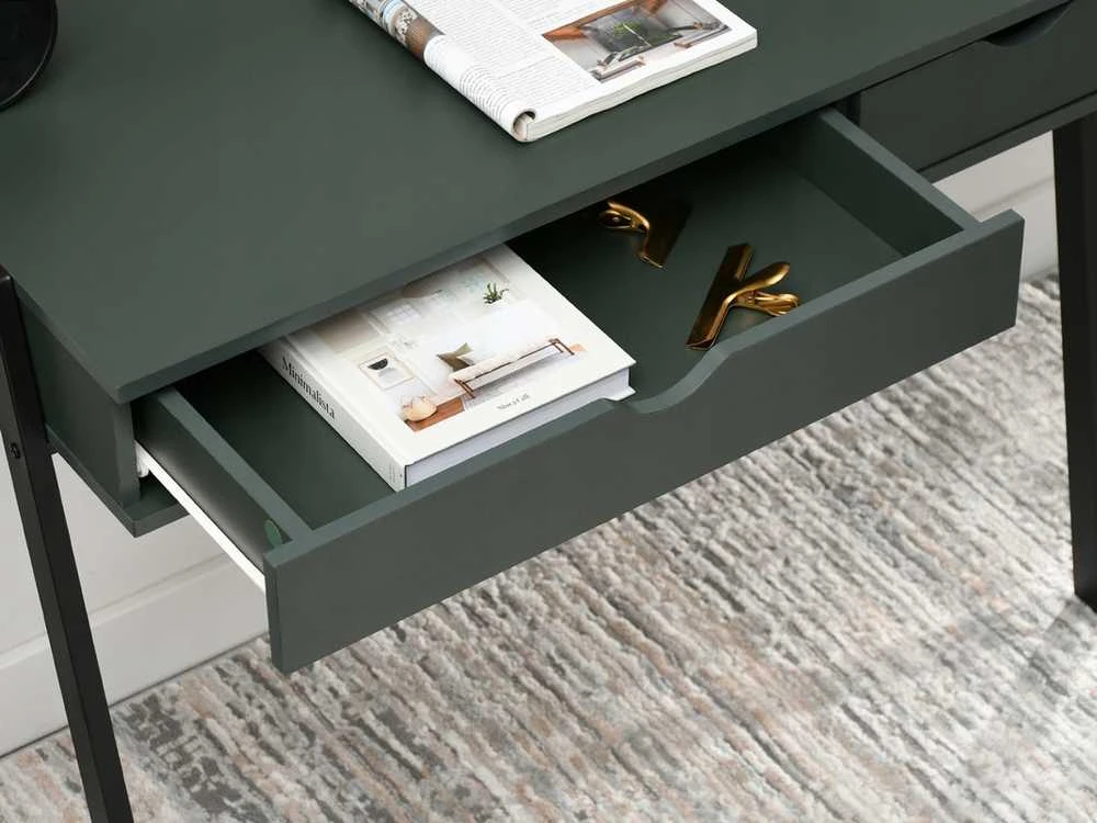 Mebel Partner Modernus žalias rašomasis stalas su dviem stalčiais ​​
