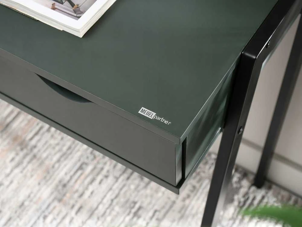 Mebel Partner Modernus žalias rašomasis stalas su dviem stalčiais ​​
