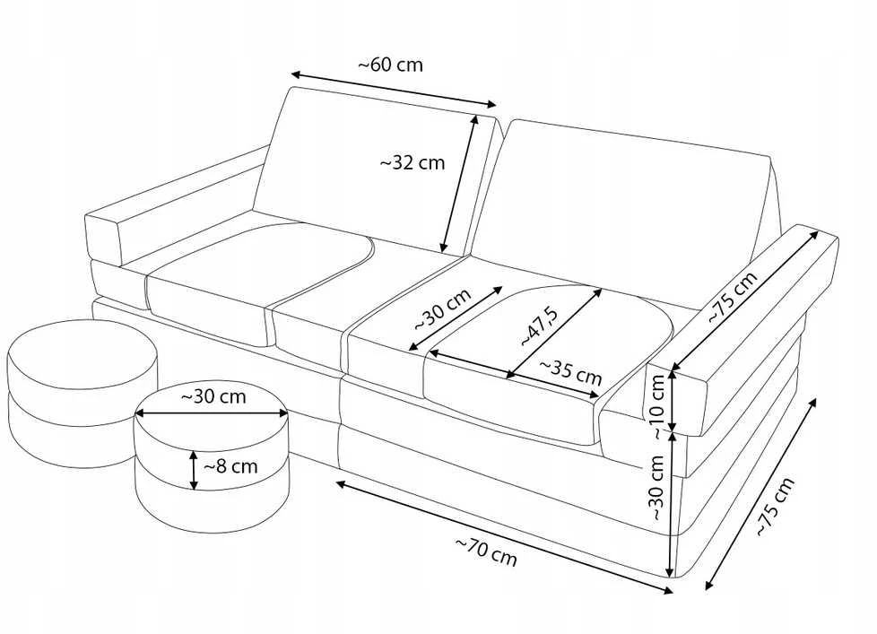 Minkšta modulinė sofa vaikų kambariui