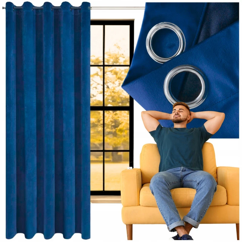 Moredeco Aksominė užuolaida Velvet 140 × 250 cm – juoda/smėlio/grafito/mėlyna/žalia spalva, blackout, su žiedais 1 vnt.