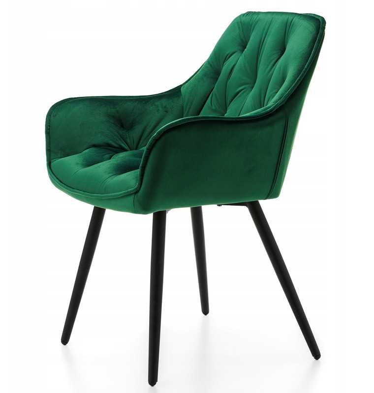 New Home Minkšta Dygsniuota Kėdė Svetainei Valgomajam VELVET Žalias SIENA