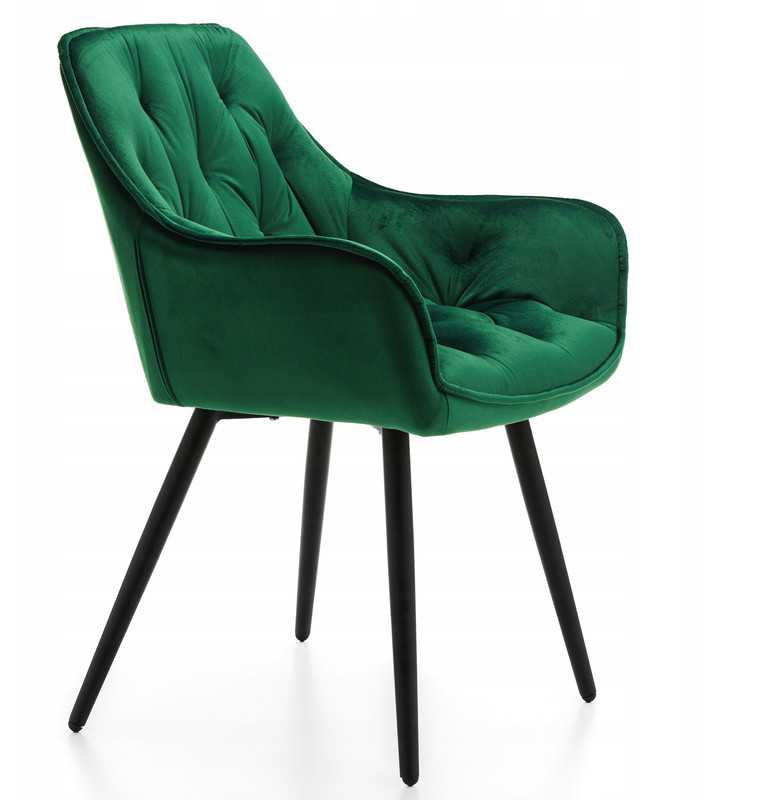 New Home Minkšta Dygsniuota Kėdė Svetainei Valgomajam VELVET Žalias SIENA