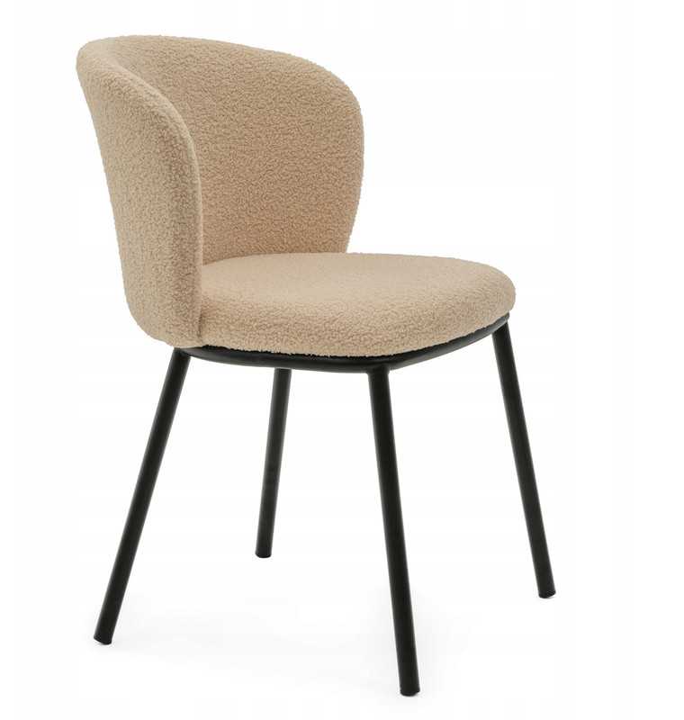 New Home MINKŠTA KĖDĖ SVETAINEI GLAMOUR AUDINIO BOUCLE TEDDY BEIGE BARI