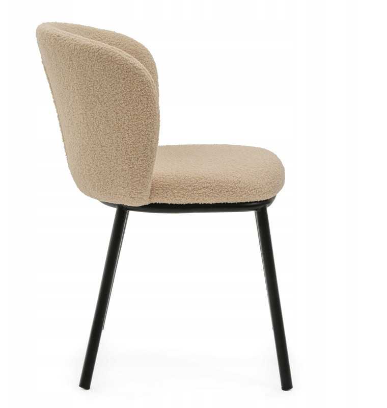 New Home MINKŠTA KĖDĖ SVETAINEI GLAMOUR AUDINIO BOUCLE TEDDY BEIGE BARI