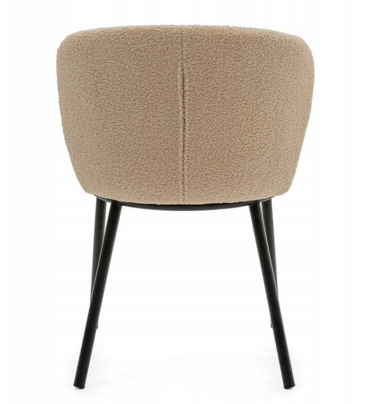 New Home MINKŠTA KĖDĖ SVETAINEI GLAMOUR AUDINIO BOUCLE TEDDY BEIGE BARI