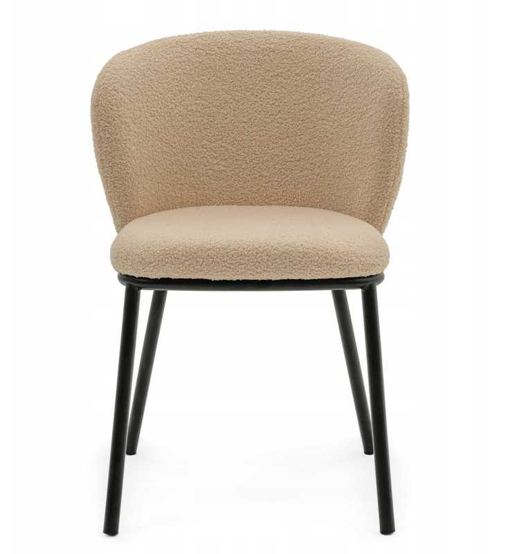 New Home MINKŠTA KĖDĖ SVETAINEI GLAMOUR AUDINIO BOUCLE TEDDY BEIGE BARI