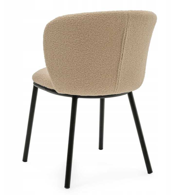 New Home MINKŠTA KĖDĖ SVETAINEI GLAMOUR AUDINIO BOUCLE TEDDY BEIGE BARI