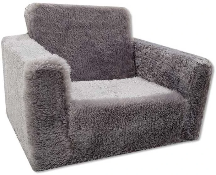 Odol Plush Vaikiškas Fotelis Išlankstomas Pliušinis Pilkas 50x40 cm