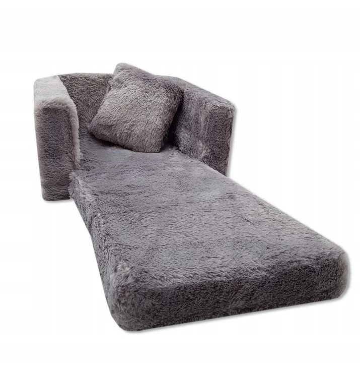Odol Plush Vaikiškas Fotelis Išlankstomas Pliušinis Pilkas 50x40 cm