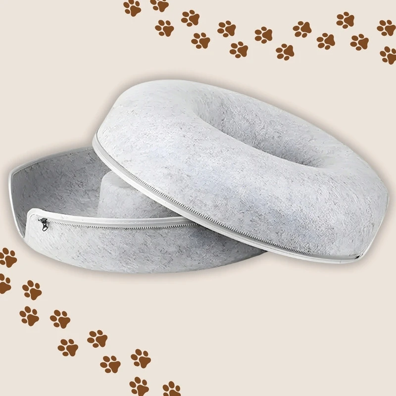 PetJet kačių guolis-tunelis Donut 60 cm – veltinis, pilkas, 2 viename