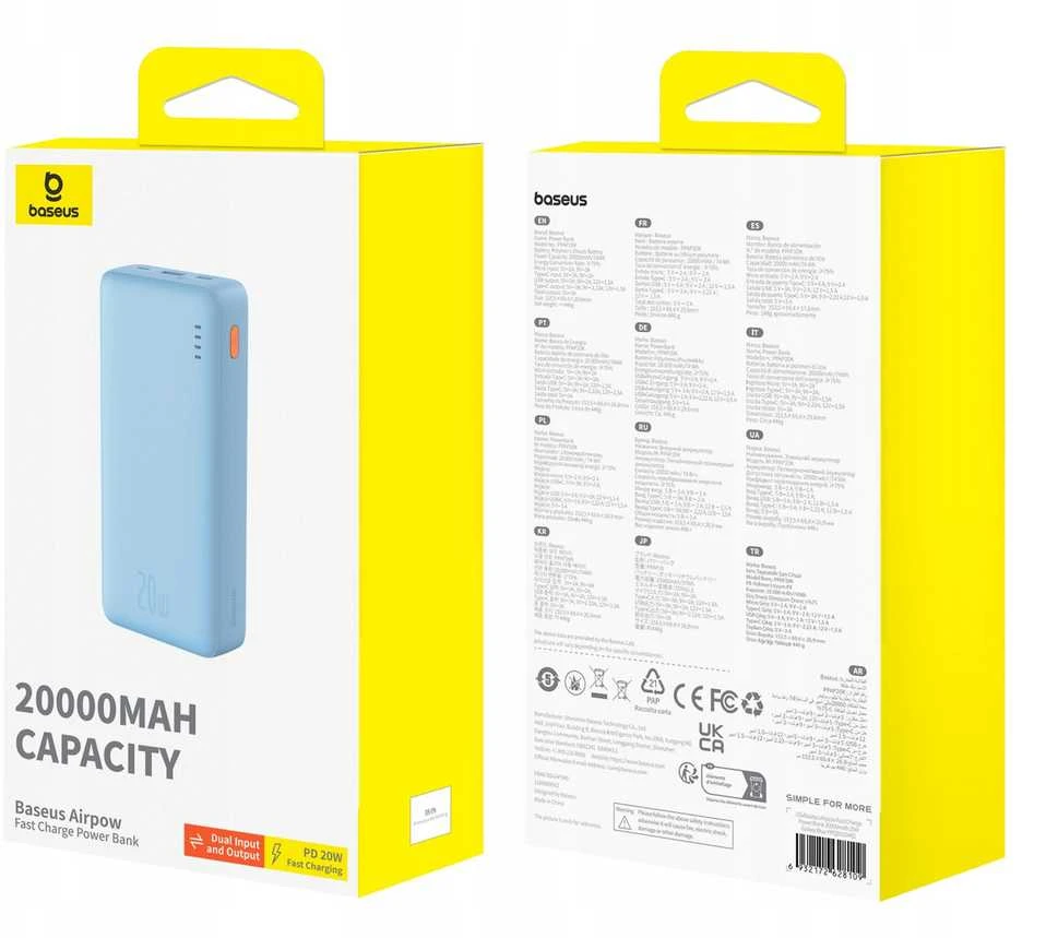Baseus Airpow 20000mAh 20W maitinimo blokas (mėlynas)