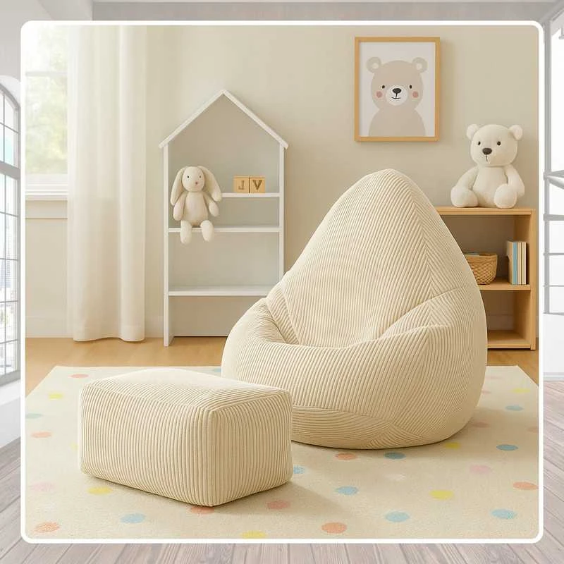 Pufas sėdmaišis 75x75x100 cm beige corduroy Cronen