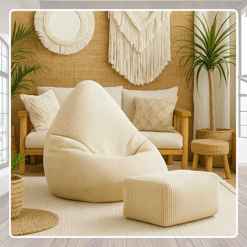 Pufas sėdmaišis 75x75x100 cm beige corduroy Cronen