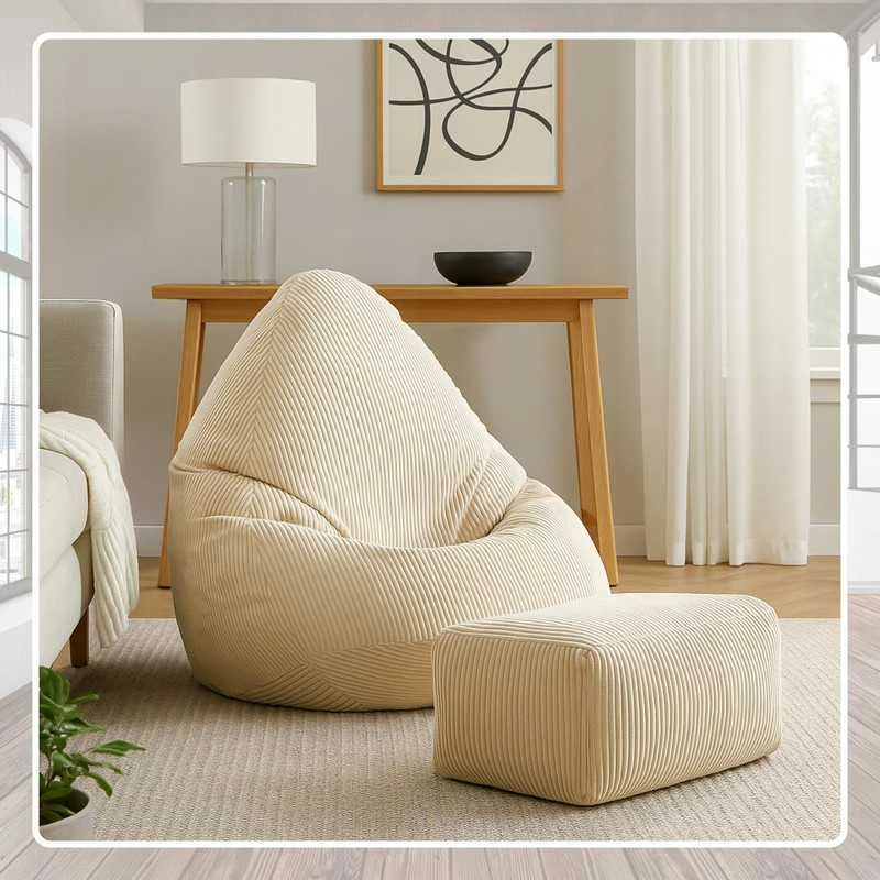 Pufas sėdmaišis 75x75x100 cm beige corduroy Cronen