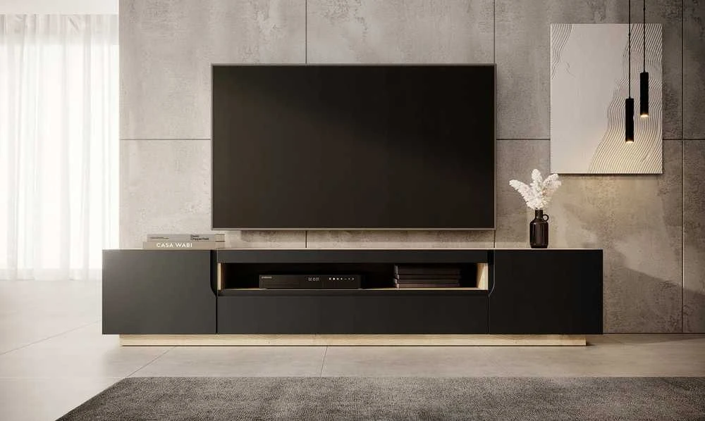 TV staliukas SFM Televizoriaus spintelė universali komoda pastatoma ir pakabinama 200x36,8x41,2 cm Odyn