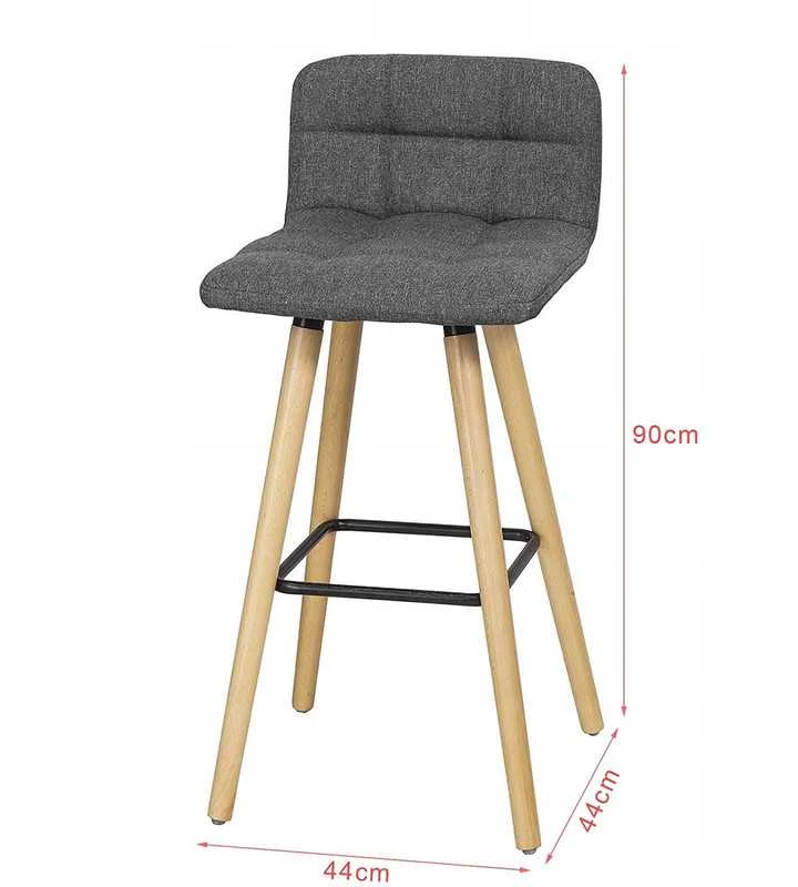 SoBuy, 2 x baro kėdės, baro kėdė su kojų atrama, išbandyta iki 90 kg, pilka, FST50-DGx2