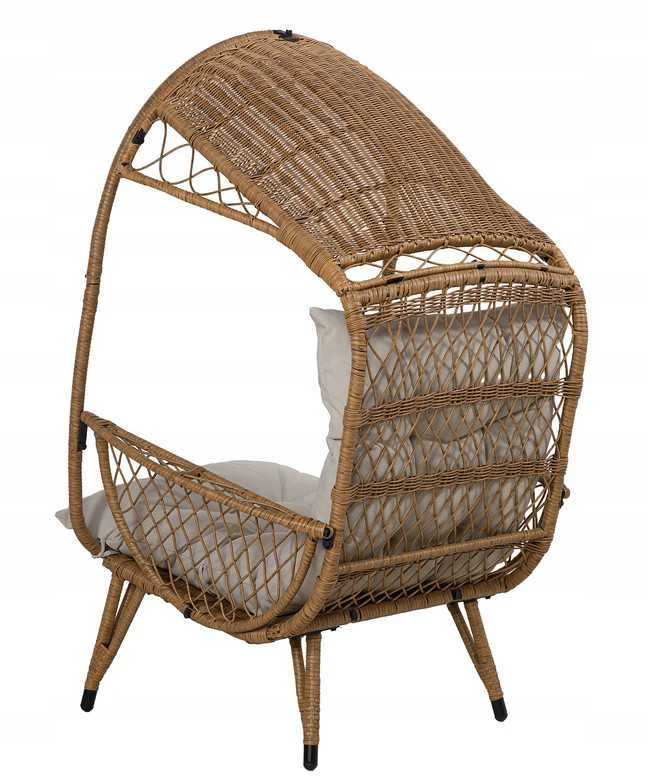 Sodo fotelis KOKONAS iš technoratano su pagalvėmis boho stilius balkono ir terasos kėdė