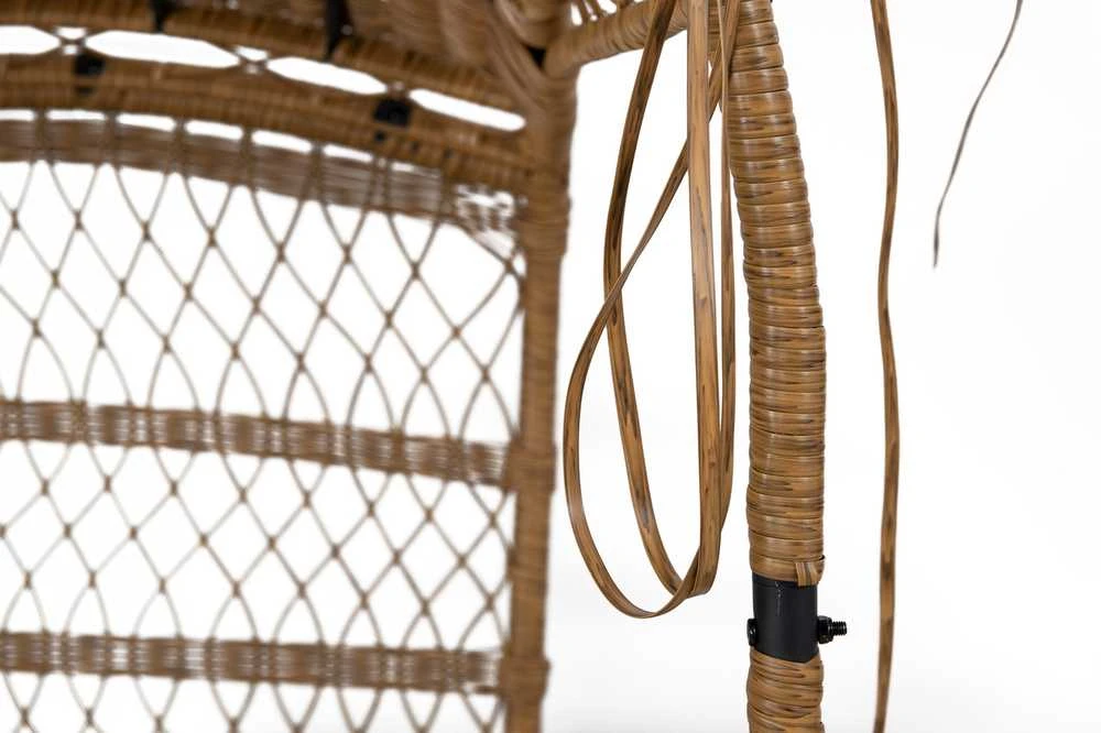 Sodo fotelis KOKONAS iš technoratano su pagalvėmis boho stilius balkono ir terasos kėdė
