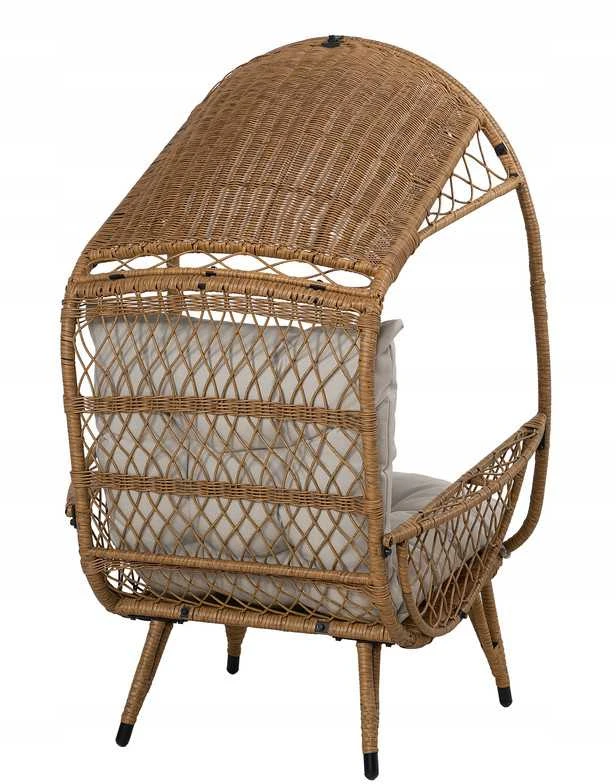 Sodo fotelis KOKONAS iš technoratano su pagalvėmis boho stilius balkono ir terasos kėdė