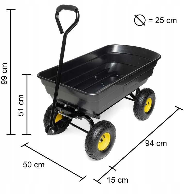 Sodo transportavimo vežimėlis su išvertimo funkcija 250 kg 75 L