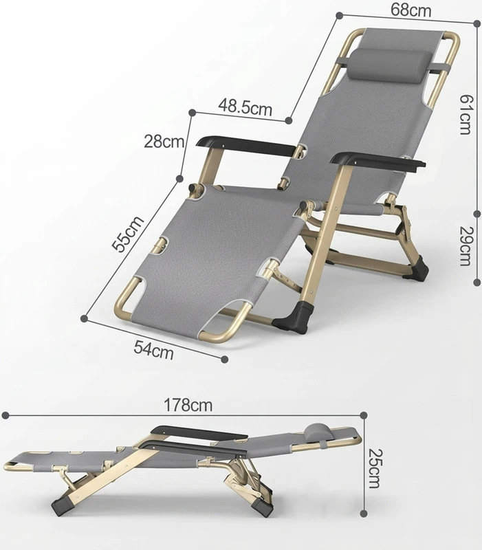 Sulankstomas sodo gultas su pagalve LAZYhome – reguliuojamas, plieno rėmas, 178 cm