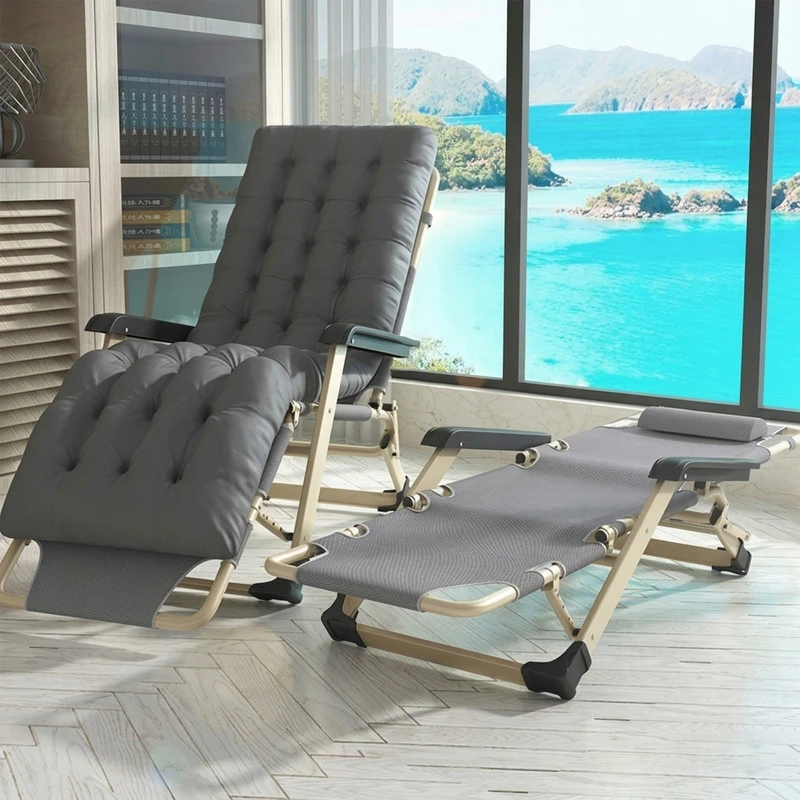 Sulankstomas sodo gultas su pagalve LAZYhome – reguliuojamas, plieno rėmas, 178 cm