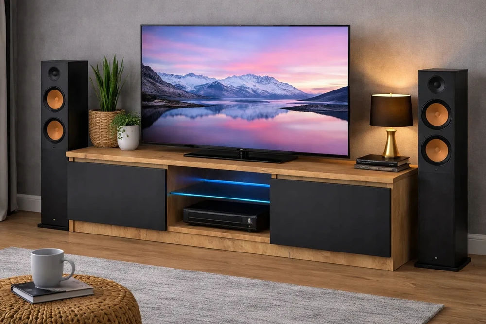 TV staliukas TV spintelė 120 cm – LanceLot ąžuolas / juoda