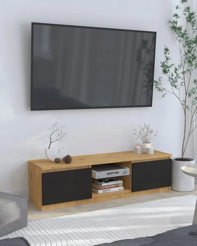 TV staliukas TV spintelė 120 cm – LanceLot ąžuolas / juoda
